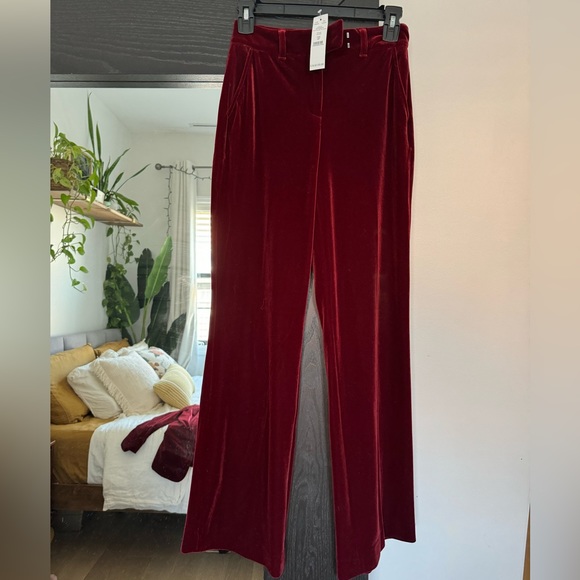 WHBM Red Velvet Trousers size0P NWT - Picture 1 of 5
